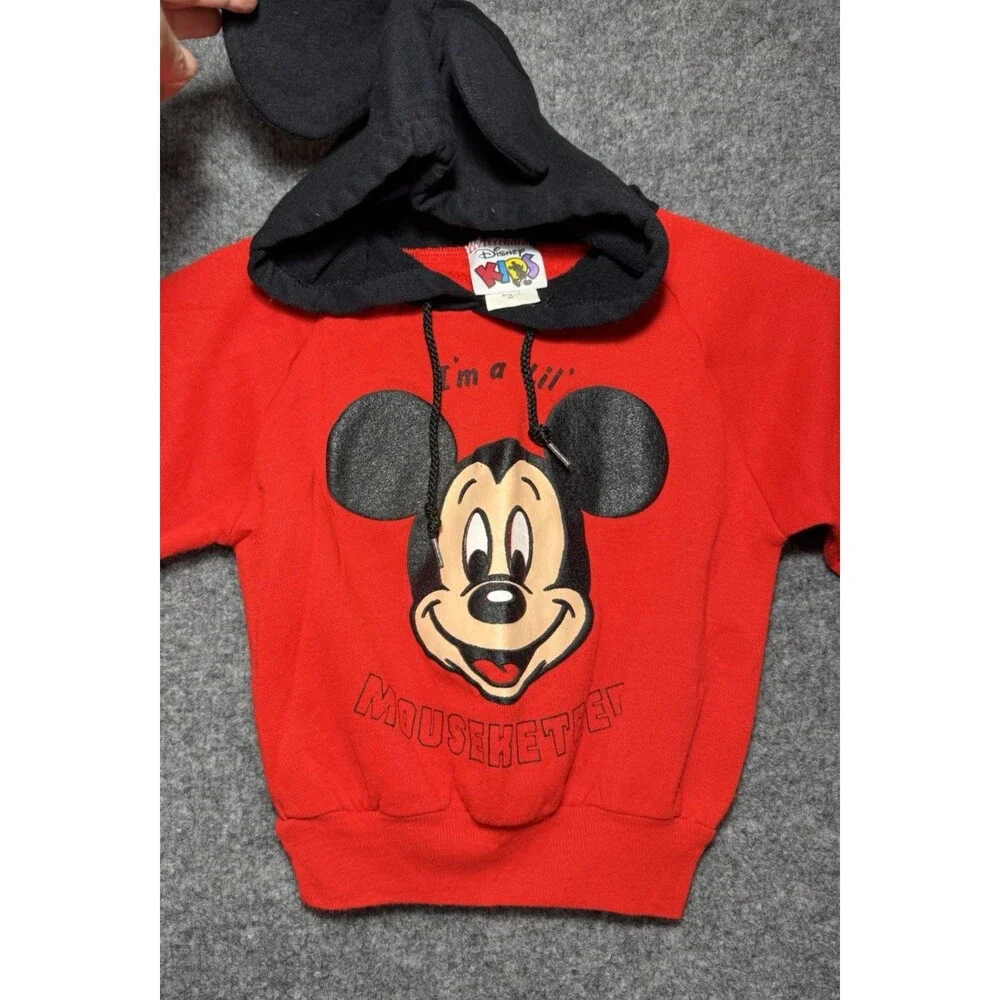 Vintage Mickey Mouse Sweatshirt – Toddler Size 2/3 – Red Jog Togs Style –80s/90s